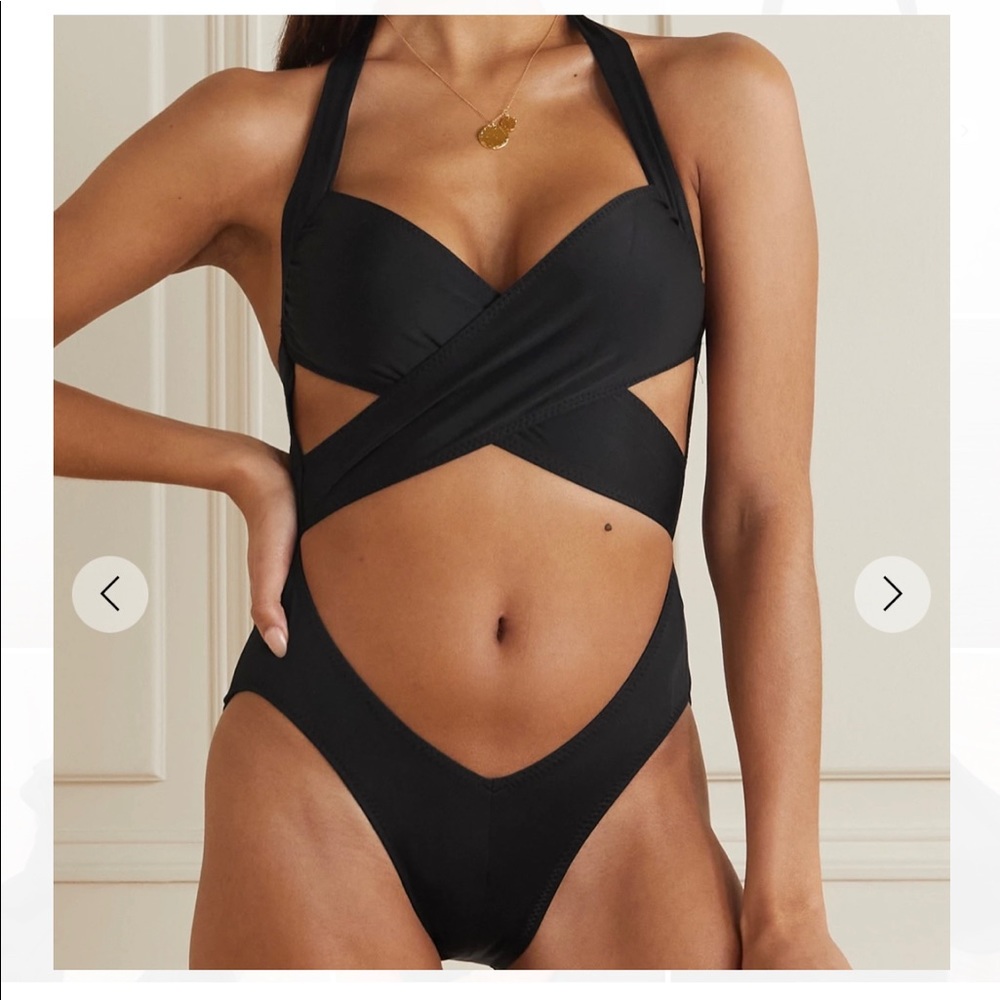 Norma Kamali Black Cutout Halterneck Mio swimsuit
